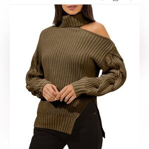 ASTR The label off shoulder olive sweater